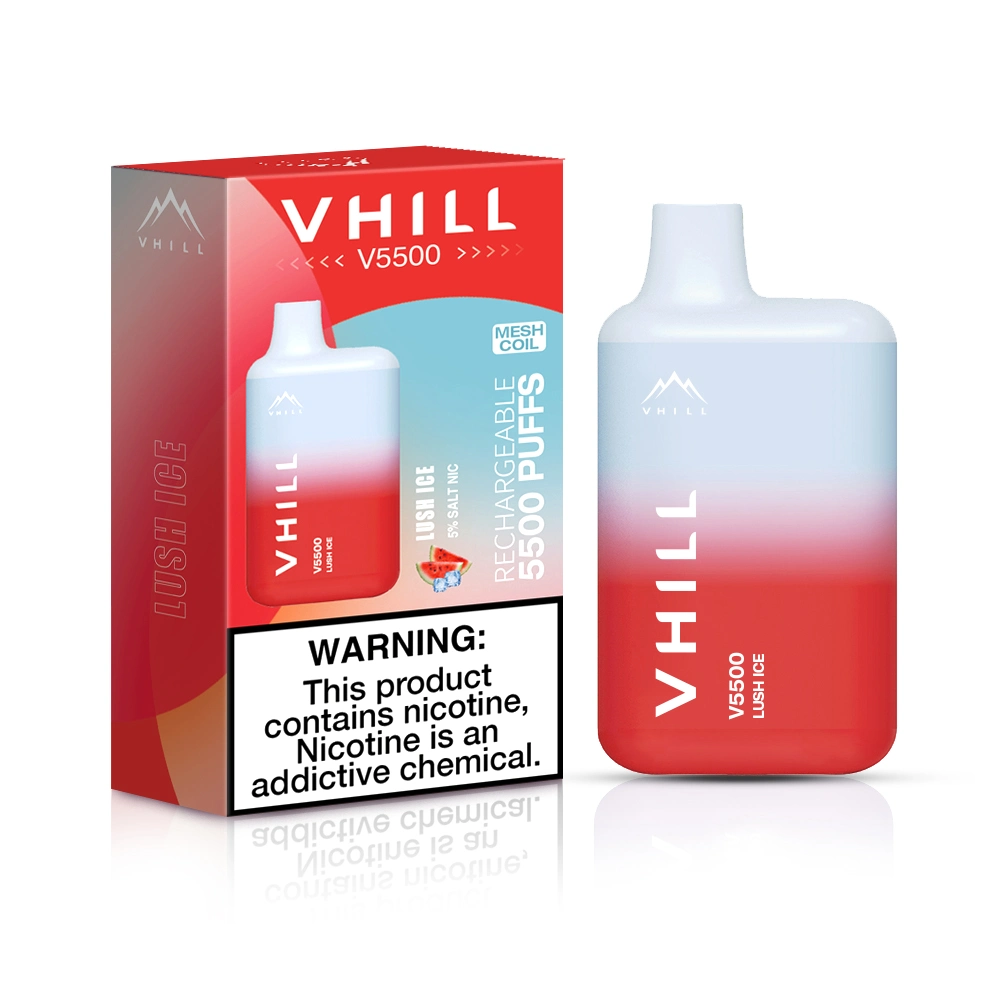 Hot Vhill V5500puffs Disposable Cigarettes Pod Device 650mAh Rechargeable 12 Flavours 15ml Prefilled Box Vape Device Vs Randmtornado Free Shipping