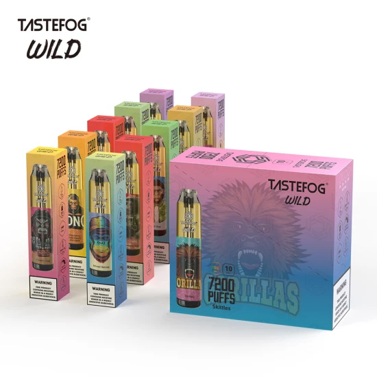 뜨거운 판매 Tastefog Wild 7200 퍼프 일회용 Vape 크리스탈 탱크(RGB 조명 포함)